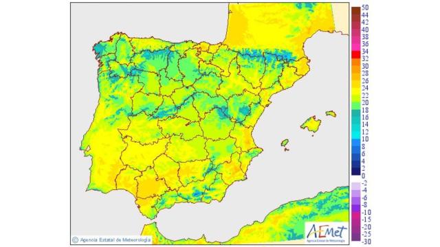 Variación de temperaturas máximas a 17/04/2018.