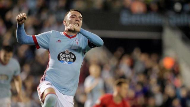 Iago Aspas celebra su gol.