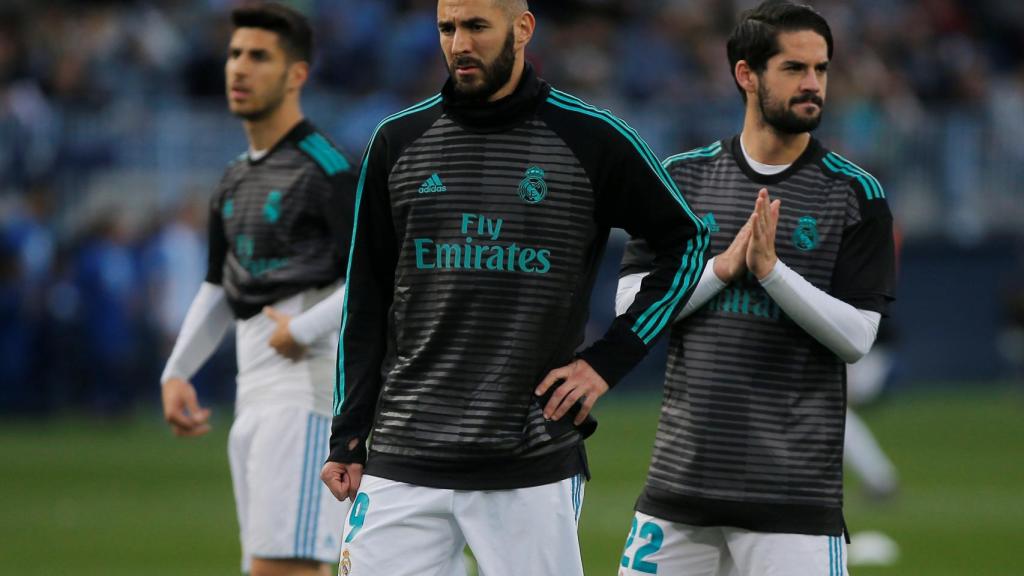 Benzema, durante un entrenamiento con el Real Madrid.