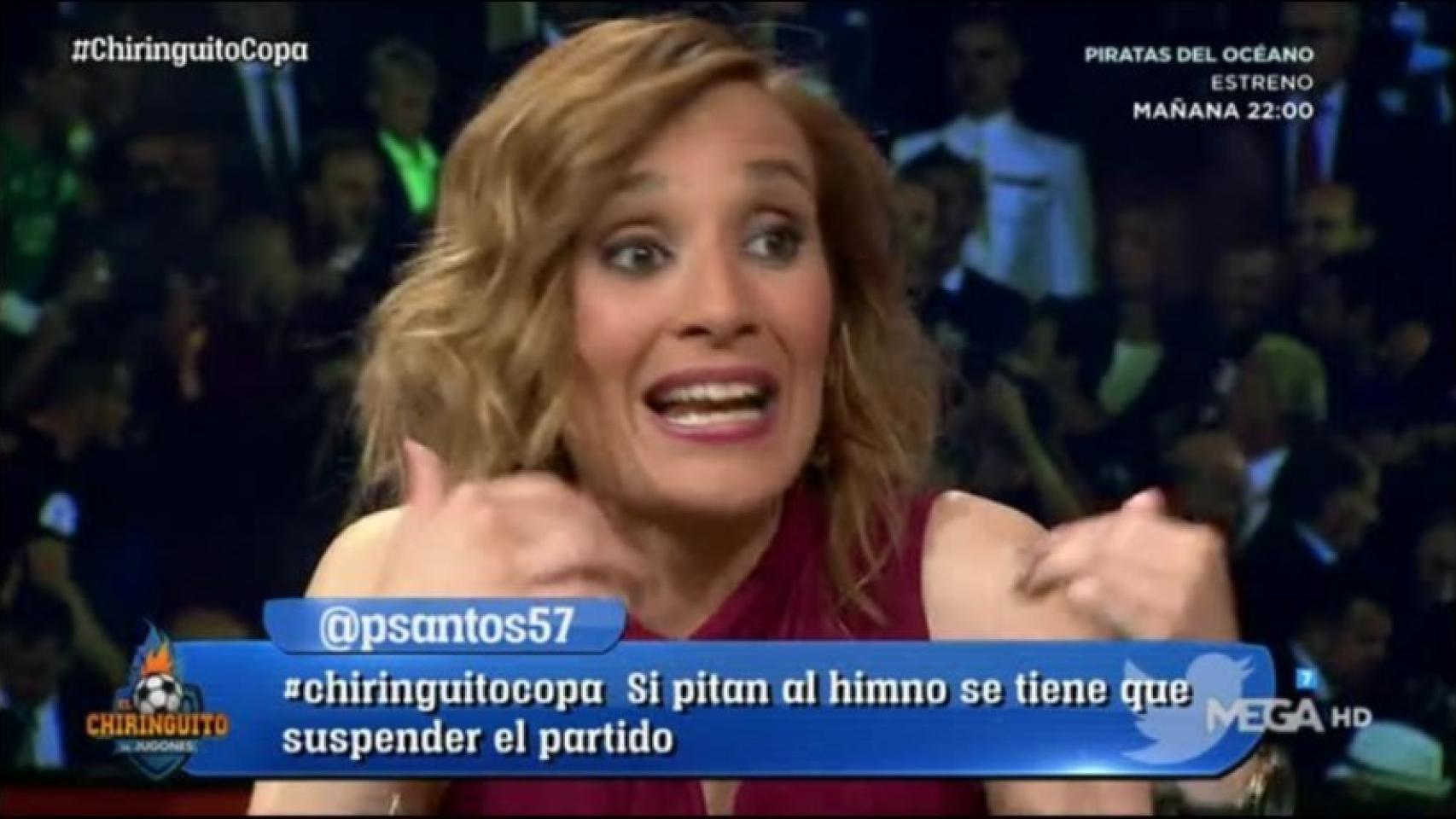 Rocío Martínez, en El Chiringuito. Foto: Twitter (@elchiringuitotv).