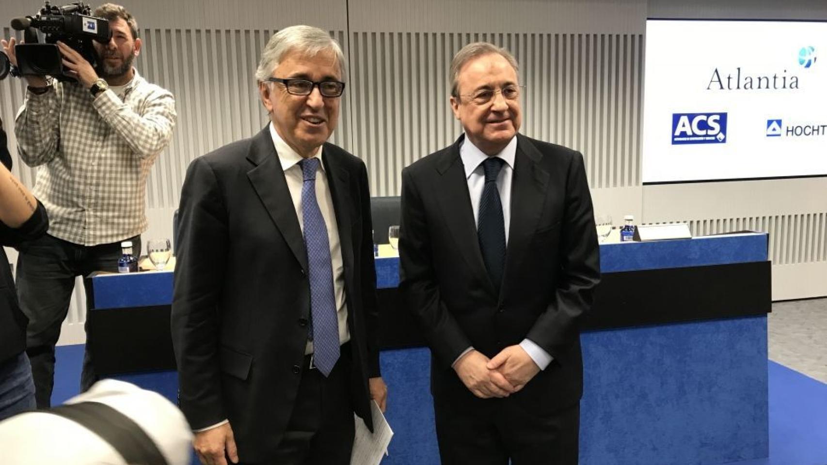 Florentino Pérez, presidente de ACS y Giovanni Castelluci, CEO de Atlantia.