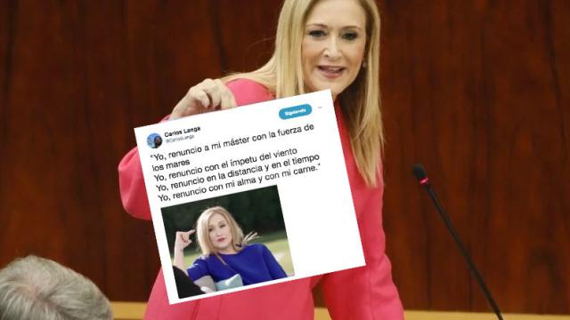 Cifuentes renundia a su máster pero Twitter no renuncia a mofarse