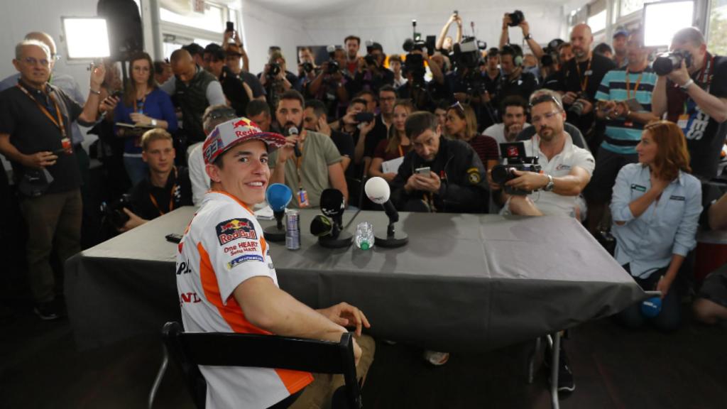 Marc Márquez, antes de comenzar su conferencia de prensa en el COTA de Austin.