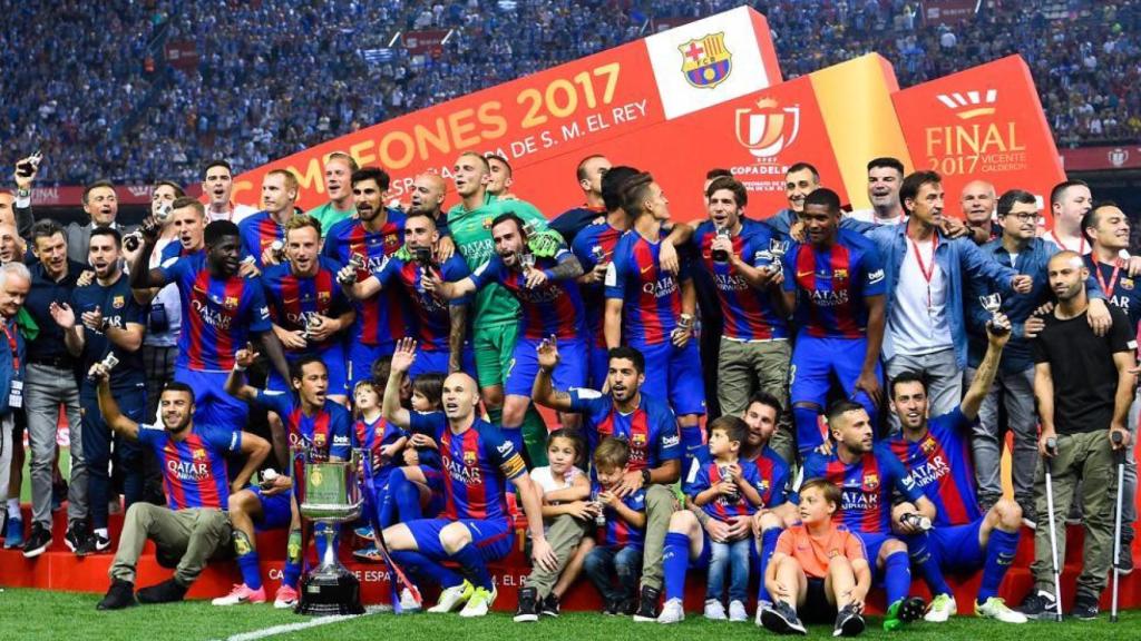 El Barça celebra la Copa del Rey de 2017.