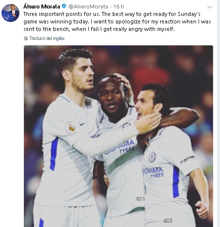 Morata recula y se disculpa tras enfadarse al ser sustituido