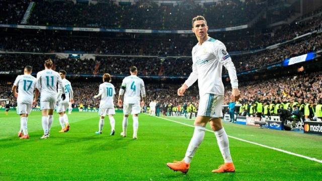 Cristiano celebra en el Santiago Bernabéu. Foto Twitter (@ChampionsLeague)