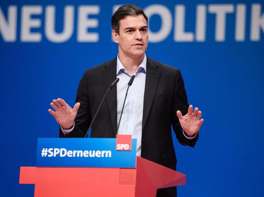 Pedro Sánchez, durante su intervención en el congreso de los socialdemócratas alemanes. Foto: EFE
