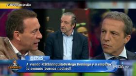 Cara a cara entre Francisco Buyo y Cristóbal Soria en El Chiringuito. Foto: Twitter (@elchiringuitotv)