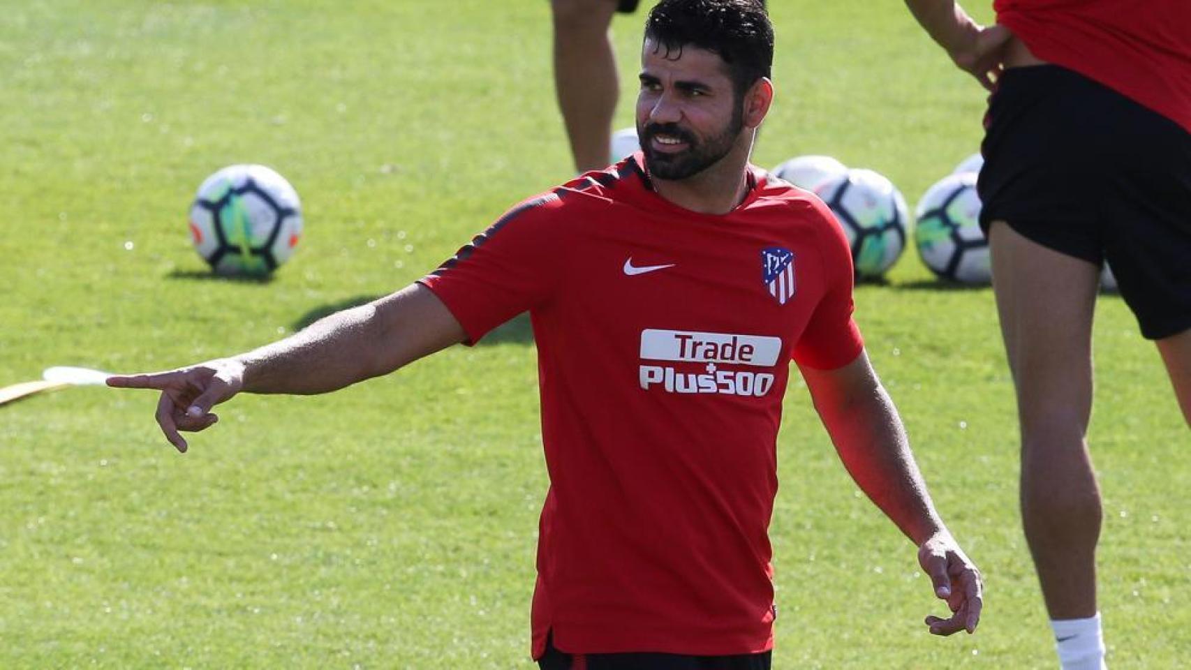 Diego Costa, durante un entrenamientos del Atlético de Madrid.