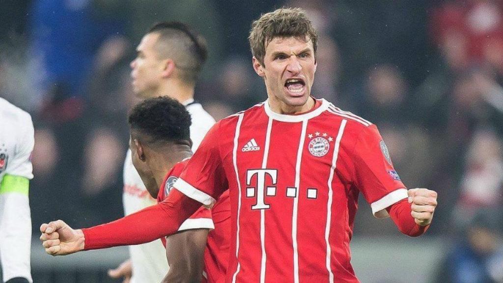 Müller celebra un gol en la Champions League. Foto fcbayern.com