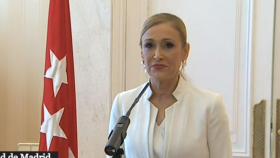 Cristina Cifuentes, durante su dimisión.