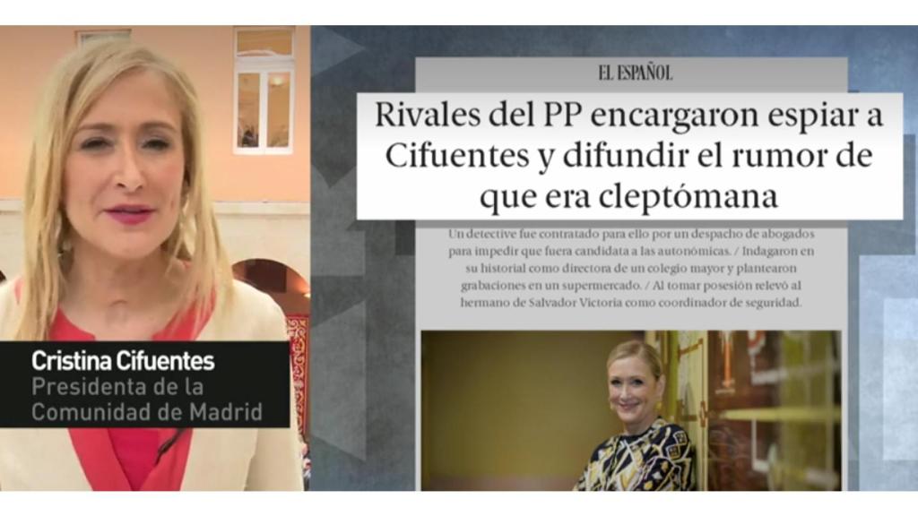 Cifuentes tuvo que responder sobre su supuesta cleptomanía por una información de EL ESPAÑOL.