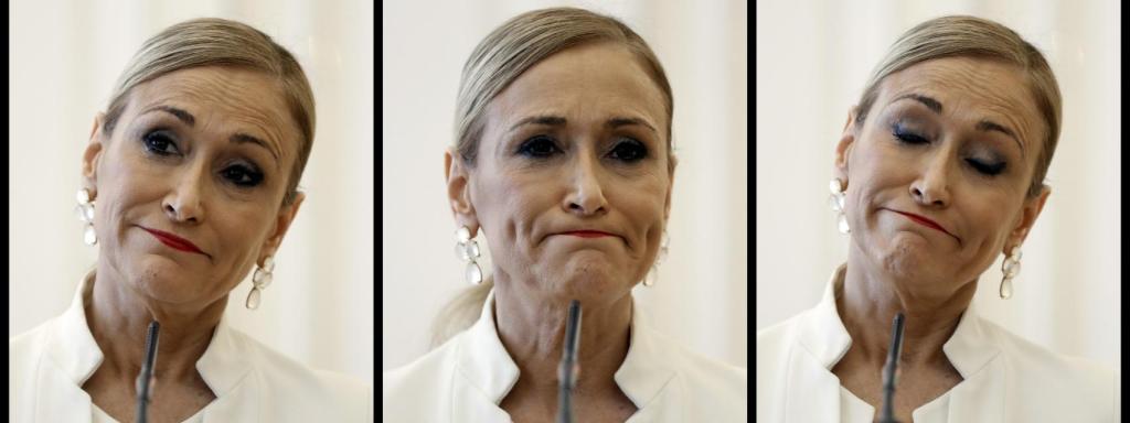 Cristina Cifuentes, durante la rueda de prensa de su dimisión.