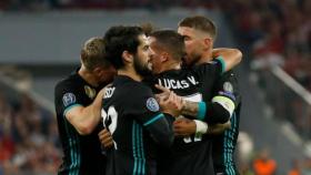 Celebración del gol de Marcelo en el Allianz Arena