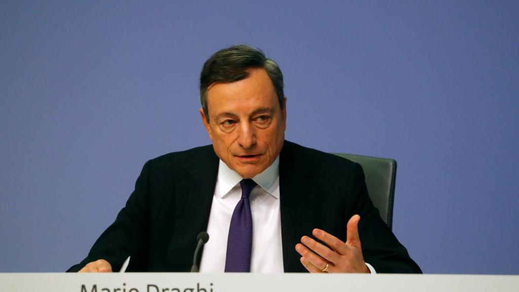 El presidente del BCE, Mario Draghi, durante la rueda de prensa