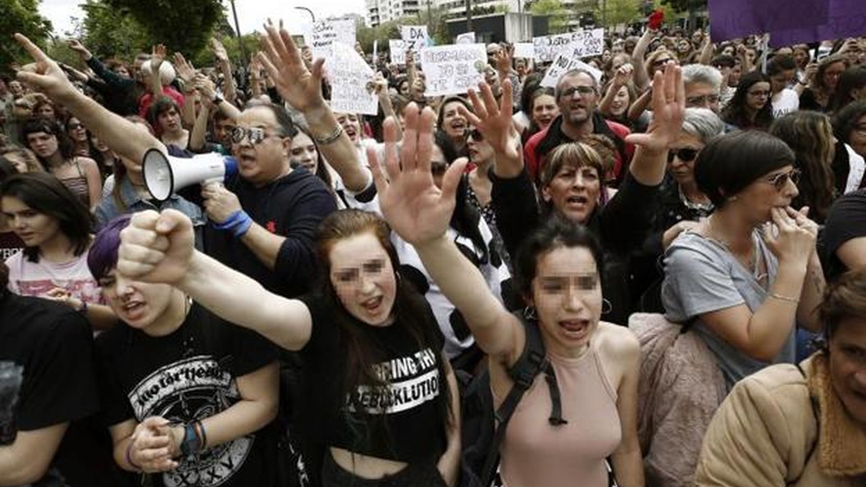 Imagen de la manifestación de este sábado en Pamplona contra la sentencia de 'La Manada'.