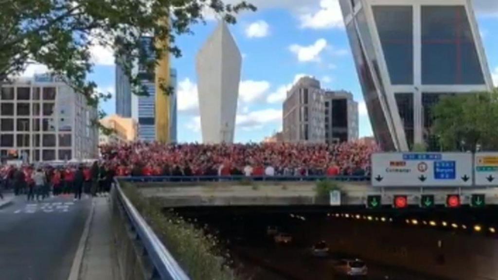 Los aficionados del Bayern Múnich en Plaza Castilla