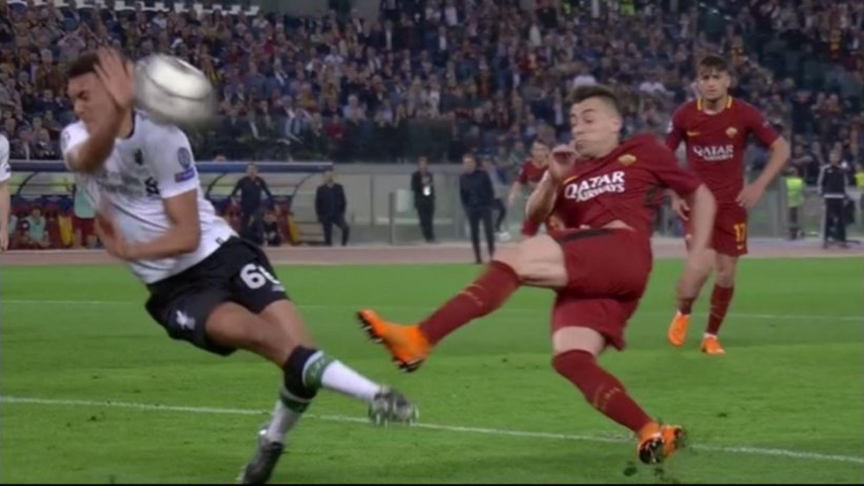 Penalti Roma - Liverpool. Foto: Twitter (@chrichampions)