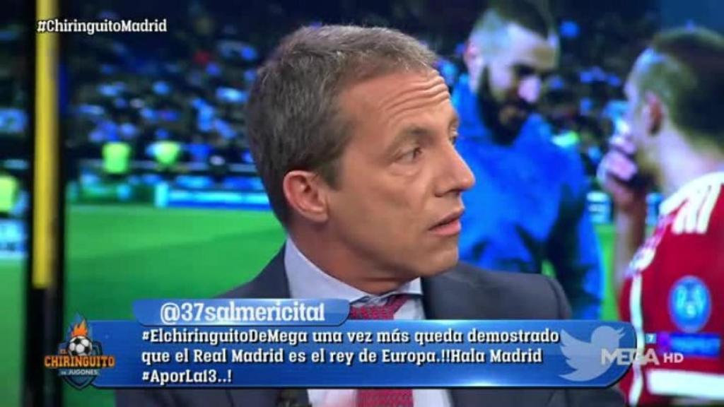 Cristóbal Soria en El Chiringuito. Foto: Twitter (@elchiringuitotv)