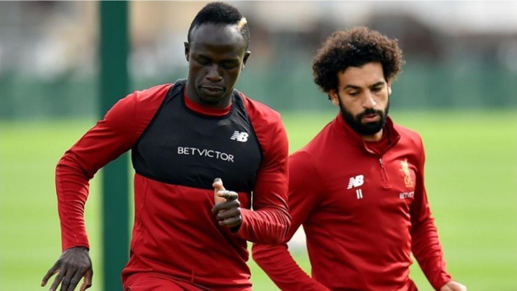 Mané y Salah en un entrenamiento con el Liverpool. Foto: liverpoolfc.com