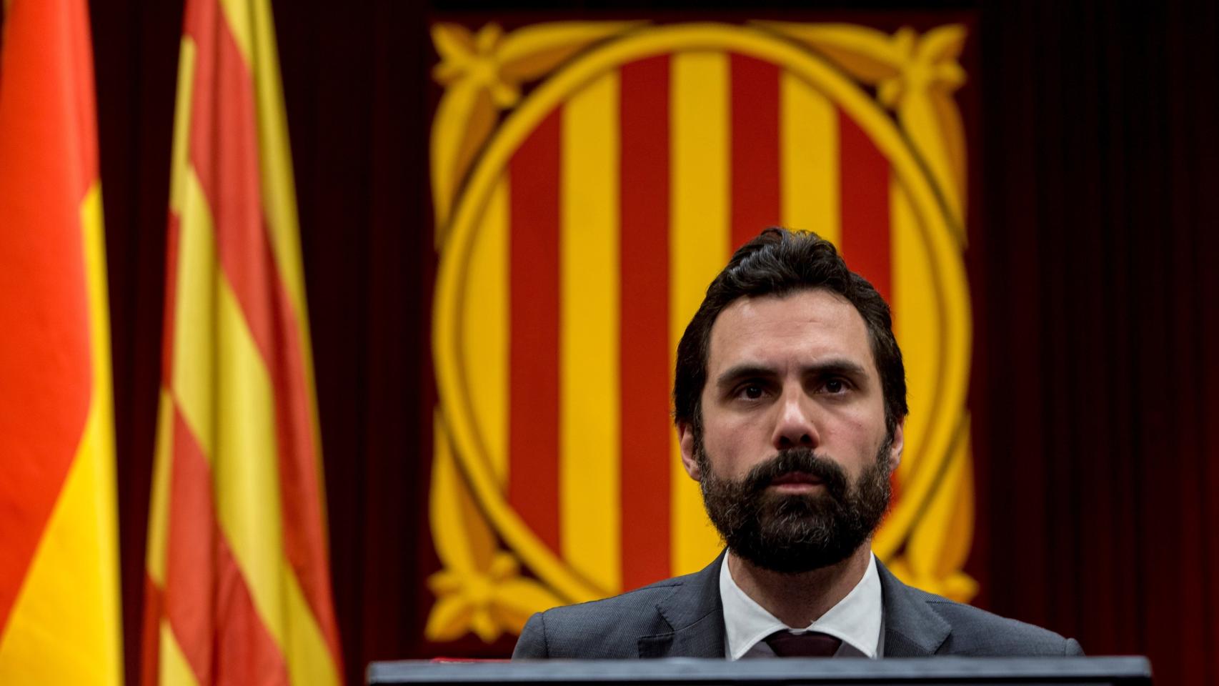 El presidente de la Cámara catalana, Roger Torrent, durante la sesión plenaria del Parlament.