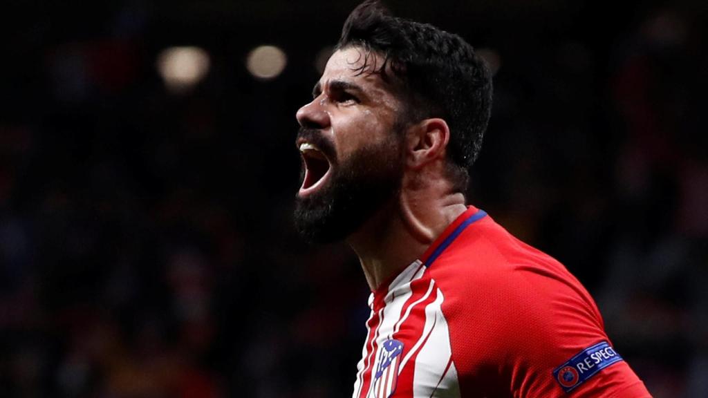 Diego Costa celebra su gol con el Atlético.