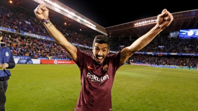 Luis Suárez celebrando el título de La Liga. Foto: Instagram (@luissuarez9)