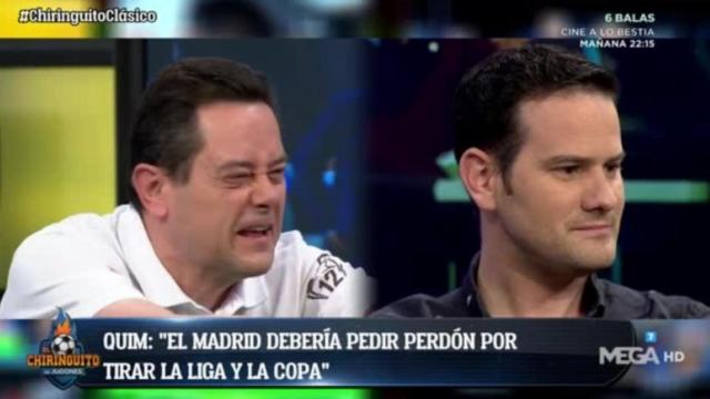 Tomás Roncero y Quim Domènech, en El Chiringuito. Foto: Twitter (@elchiringuitotv)