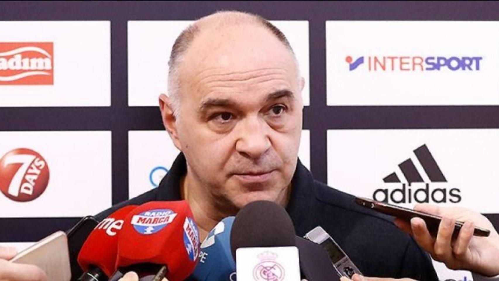 Pablo Laso ante los medios tras el partido contra el Baskonia