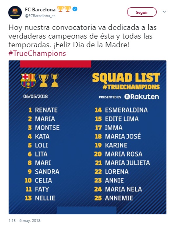 Tuit del Barça