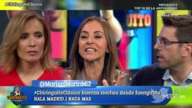 Rocío Burgos y Carme Barceló en El Chiringuito. Foto: Twitter (@elchiringuitotv)