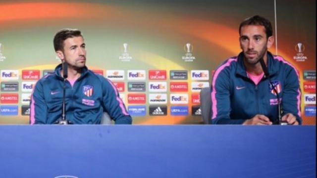 Koke, Gabi y Godín, en el Open Media Day. Foto: Twitter (@Atleti)