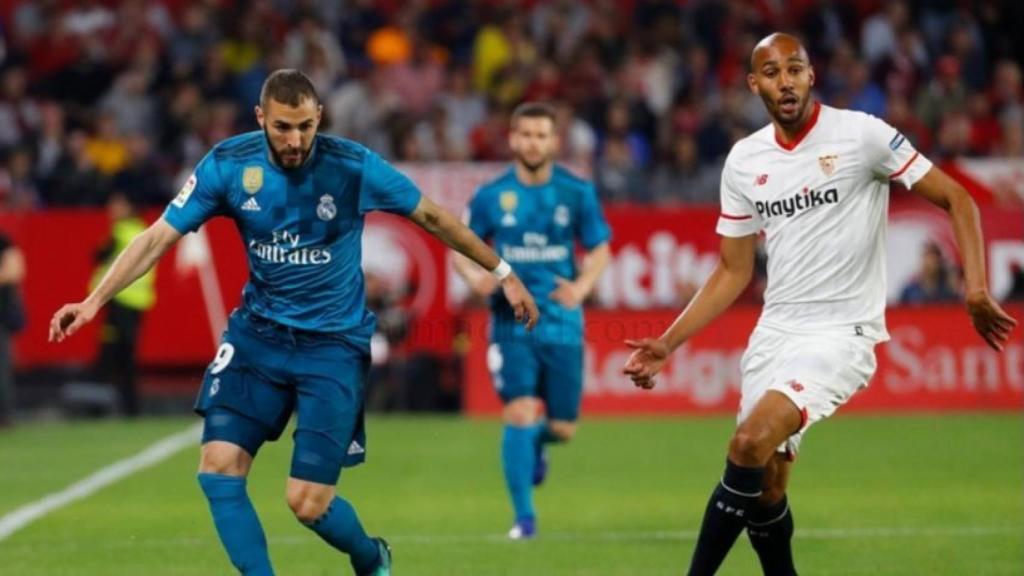 Benzema y N'Zonzi, en el Sevilla - Real Madrid