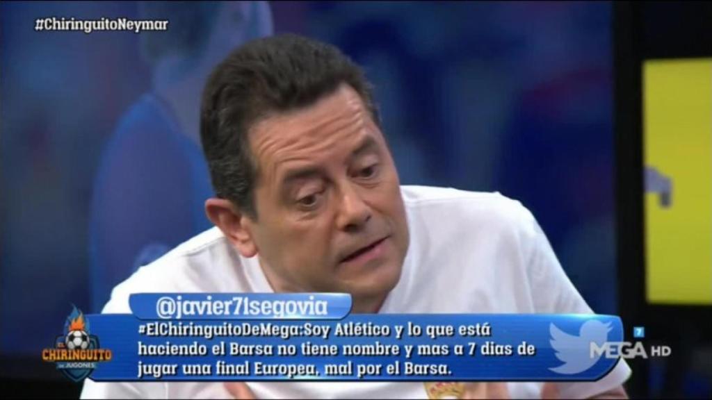 Roncero, en El Chiringuito de Jugones. Foto: Twitter (@elchiringuitotv).