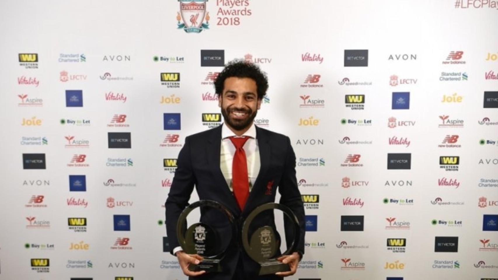 Salah, doblemente premiado con el Liverpool. Foto: Twitter (@LFC)