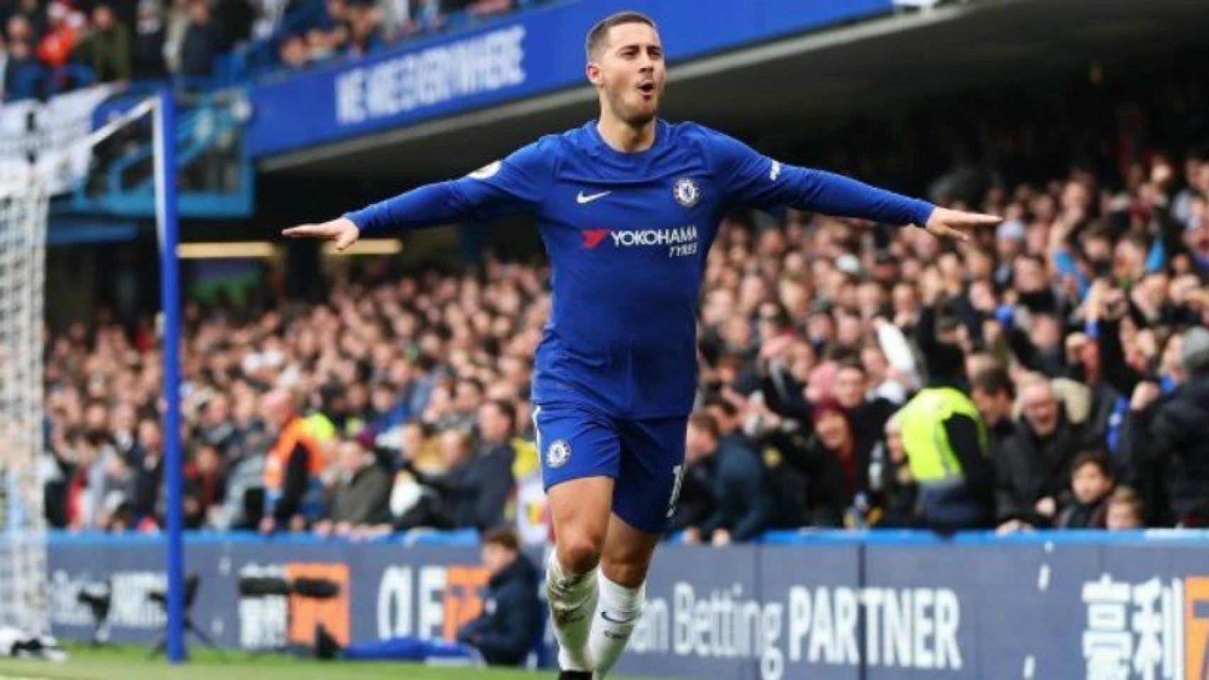 Hazard  celebra un gol. Foto chelseafc.com