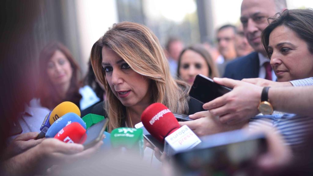 Susana Díaz, esta semana en una comparecencia ante la prensa.