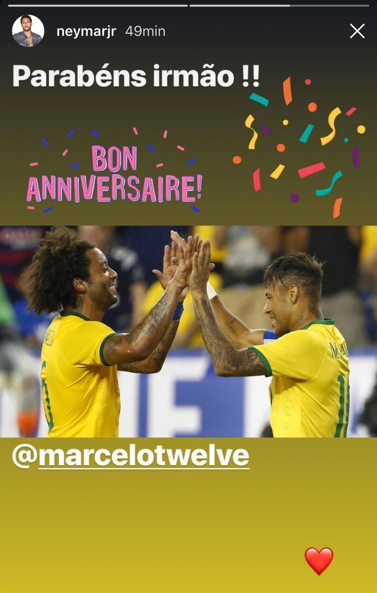 La cariñosa felicitación de Neymar a Marcelo