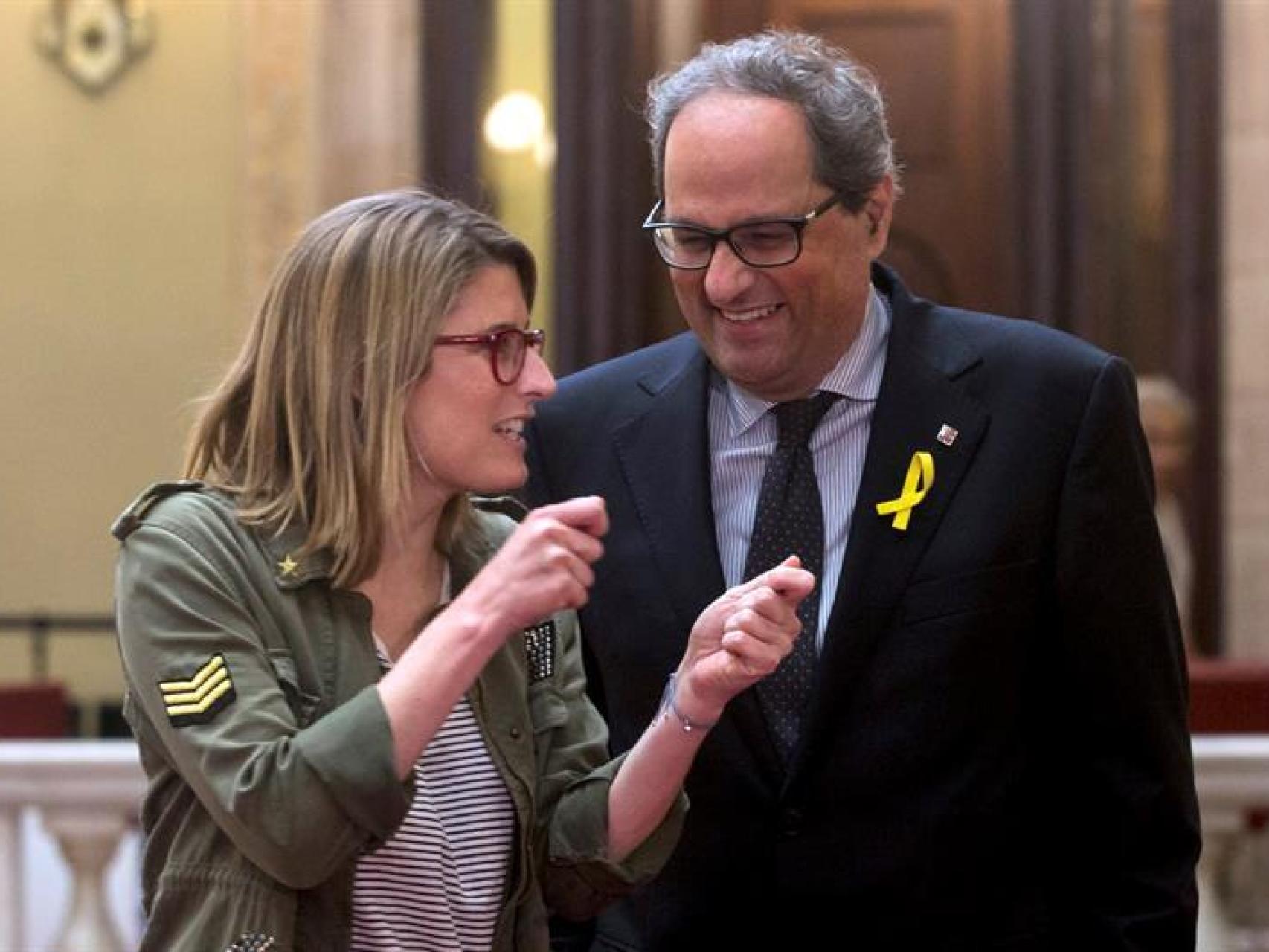 Quim Torra, candidato a la presidencia de la Generalidad, junto a Elsa Artadi.