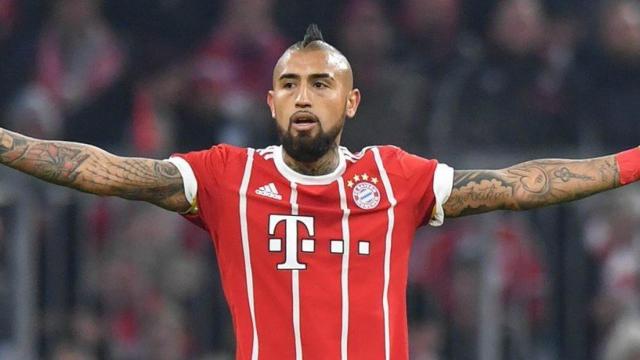 Arturo Vidal, en un partido con el Bayern. Foto: Twitter (@FCBayern)