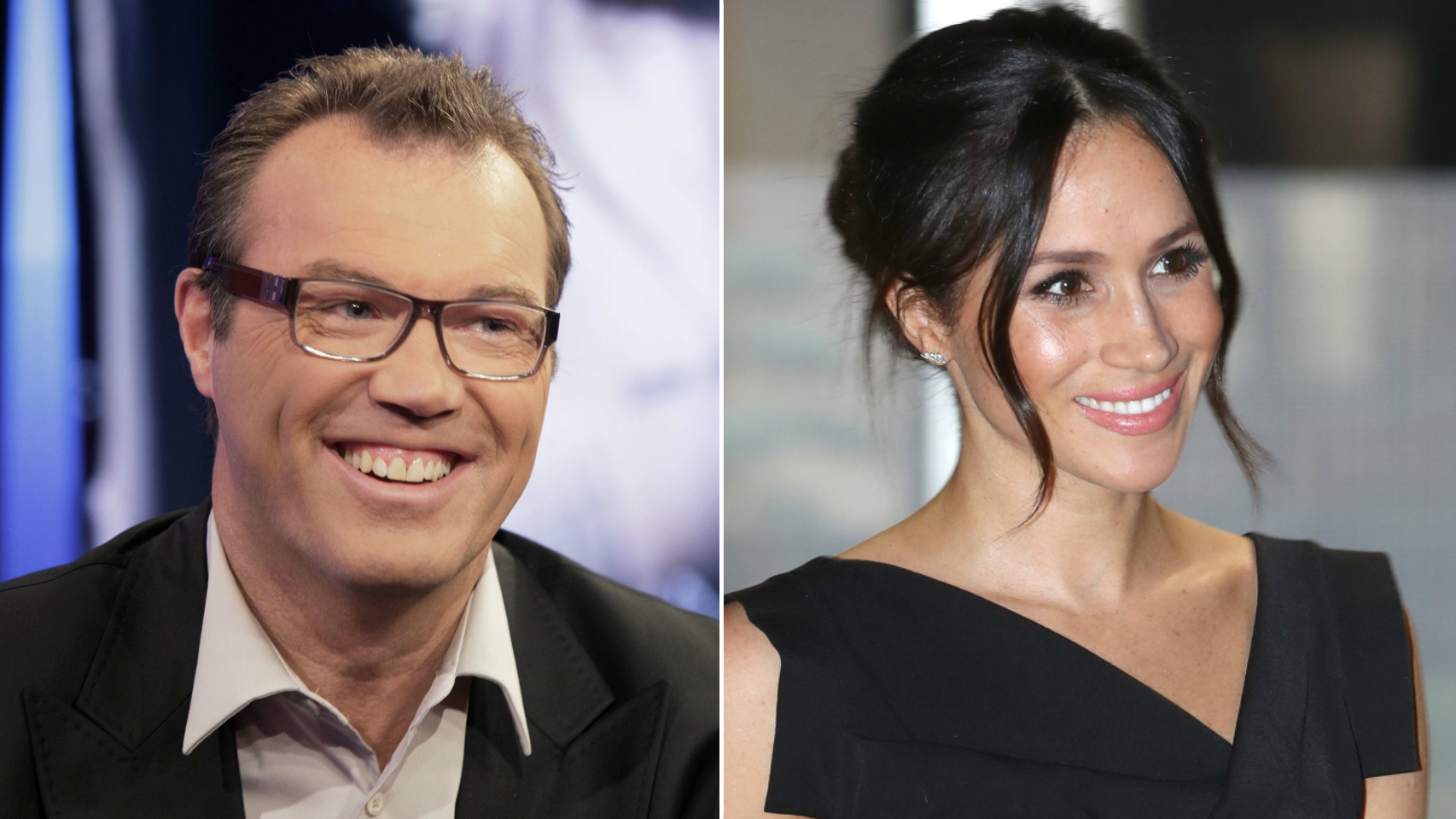 Montaje de Andrew Morton y Meghan Markle.