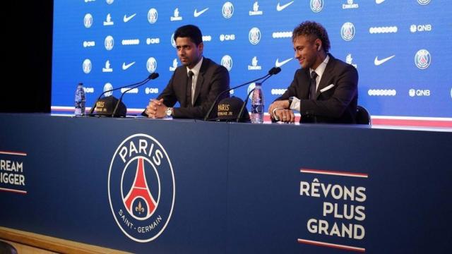 Al-Khelaïfi y Neymar. Foto: psg.fr