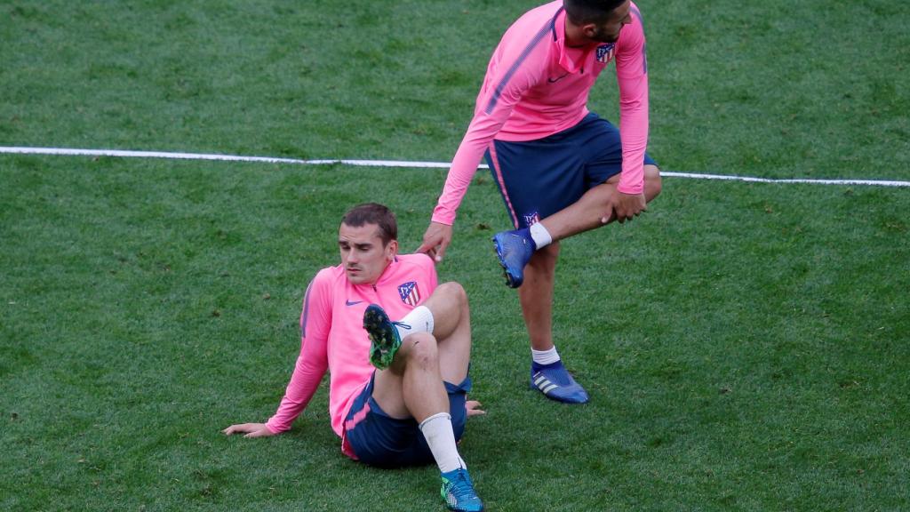 Griezmann y Koke, durante el entrenamiento previo a la final.