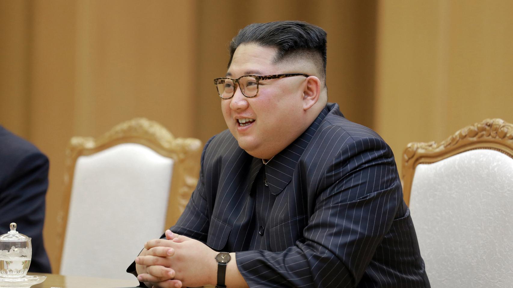 El líder de Corea del Norte, Kim Jong-un, durante su encuentro con el Secretario de Estado de EEUU, Mike Pompeo.