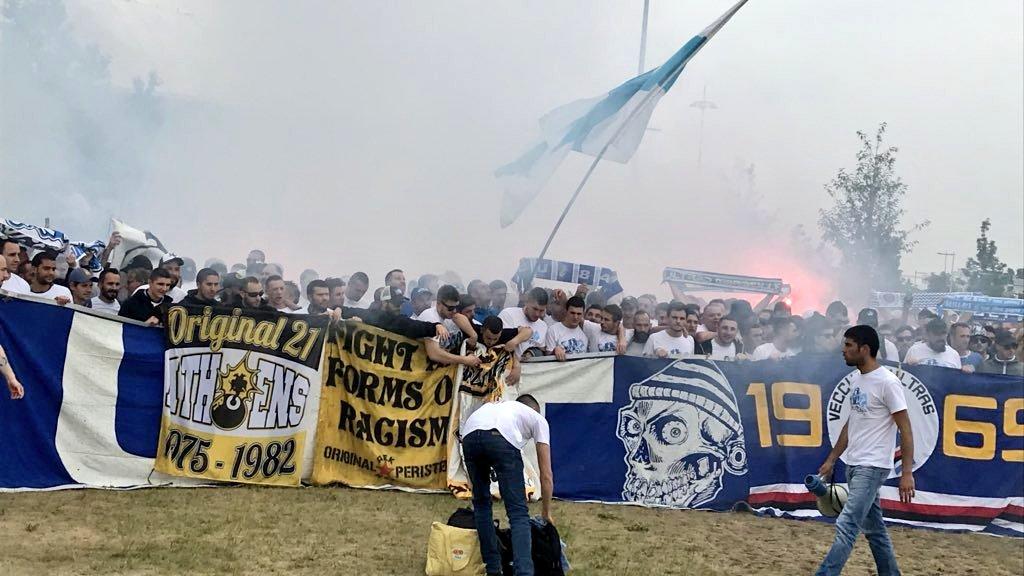 Ultras del Livorno, AEK o Sampdoria junto a los del Marsella antes de la final de la Europa League.