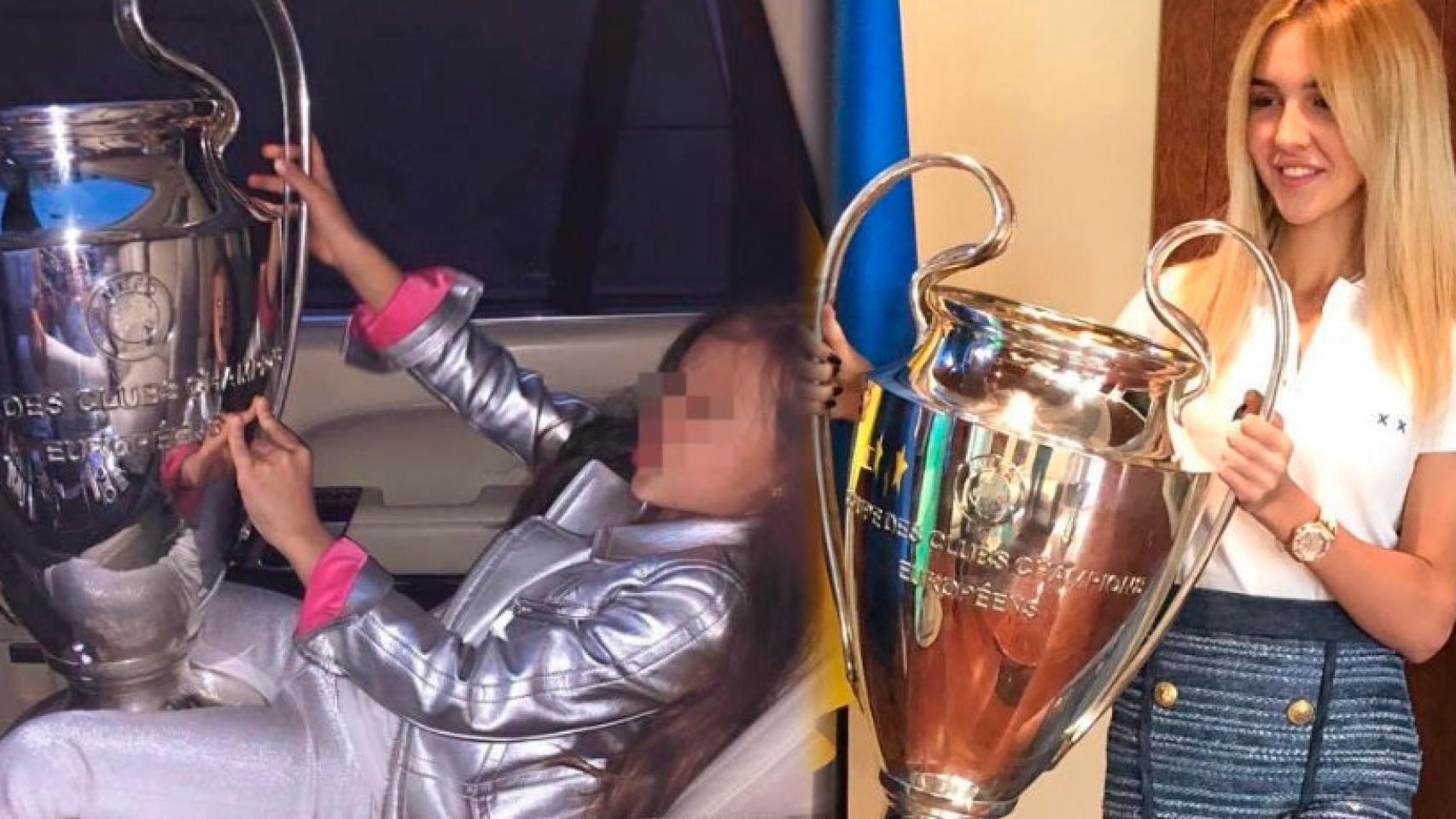 Familiares de Andréi Pavelko posando con la copa