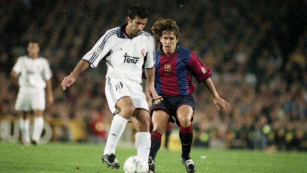 Figo y Puyol durante El Clásico. Foto: fcbarcelona.com