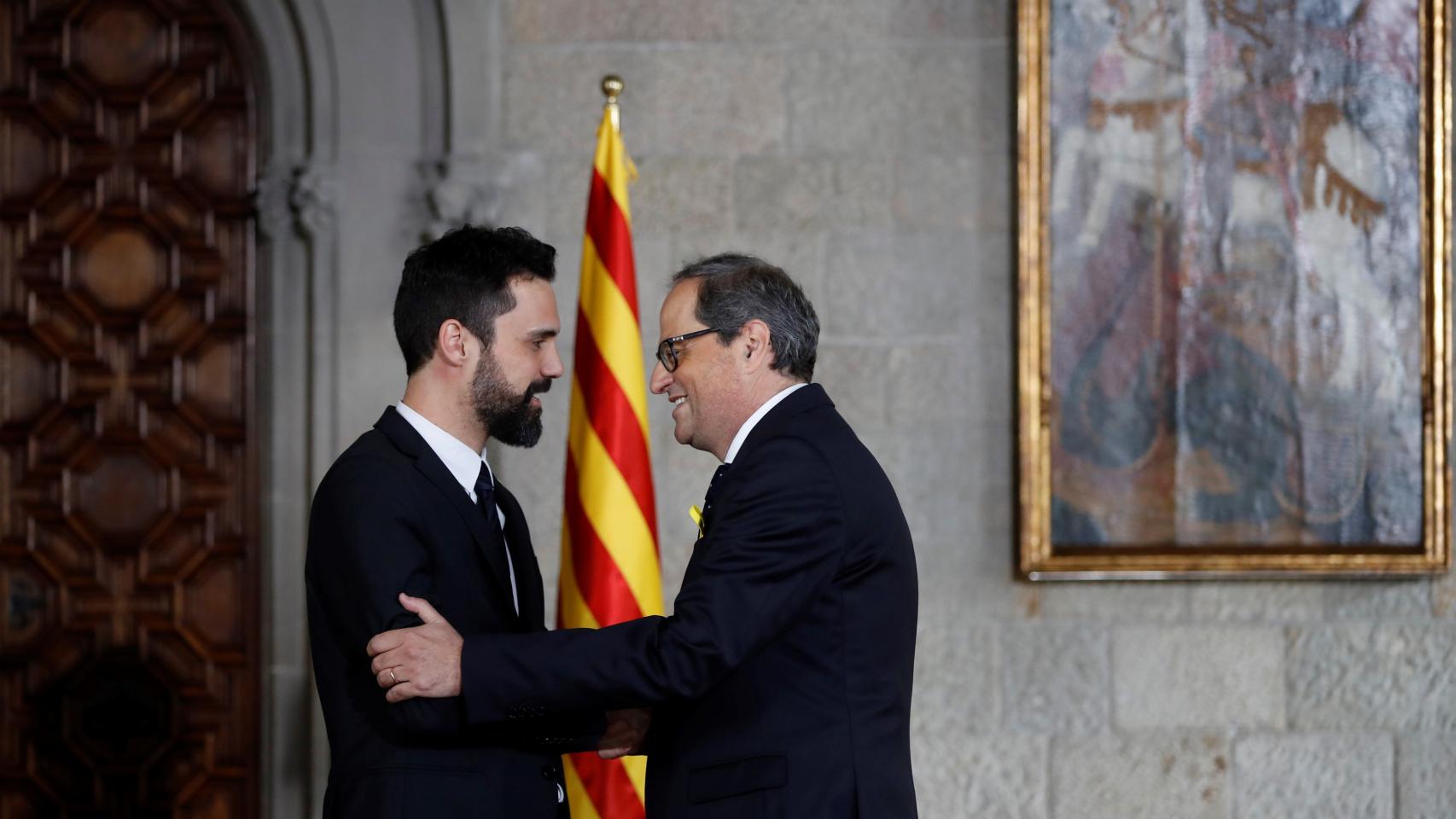 Quim Torra junto a Roger Torrent