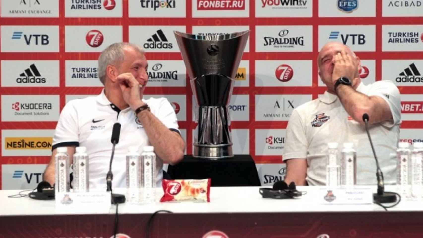 Laso y Obradovic, en la rueda de prensa previa a la final de Belgrado