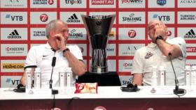 Laso y Obradovic, en la rueda de prensa previa a la final de Belgrado. Foto: Twitter (@EuroLeague)